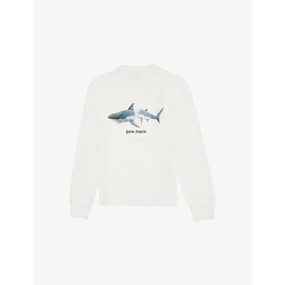 Palm Angels Kids' Shark Graphic-print Cotton-jersey T-shirt 4-10 Years In White