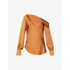 Simkhai Alice Bronze One-shoulder Satin Top In Copper