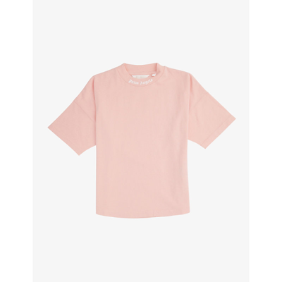 Palm Angels Kids' Logo-print Cotton-jersey T-shirt 4-12 Years In Pink White