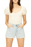 Billabong So Cheeky High Waist Denim Shorts In Aqua Sea