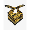 Versace Large Baroque Silk Scarf In Black Gold