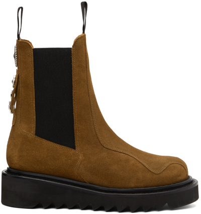 Toga Virilis Brown Suede Chelsea Boots In Khaki 16363