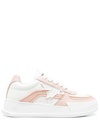DSQUARED2 ORDER SNEAKERS MATT WHITE IN CALF LEATHER AND RUBBER CANDY PINK DETAILS