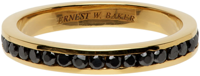 Ernest W Baker Ssense Exclusive Gold Stone Ring In Gold W/ Bla