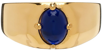 Ernest W Baker Ssense Exclusive Gold & Navy Stone Ring In Gold W/ Nav