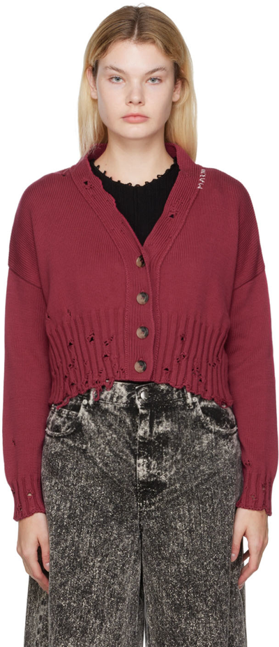 Marni Burgundy Destroyed Cardigan In Cherry