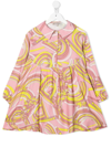 EMILIO PUCCI KIDS SHORT DRESS IN PINK AND YELLOW PRINTED VISCOSE