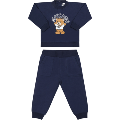 Moschino Blue Tracksuit Pour Baby Kids With Teddy Bear In Navy