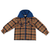 LITTLE MARC JACOBS MARC JACOBS CAMICIA MARRONE A QUADRI IN COTONE CON CAPPUCCIO BAMBINO