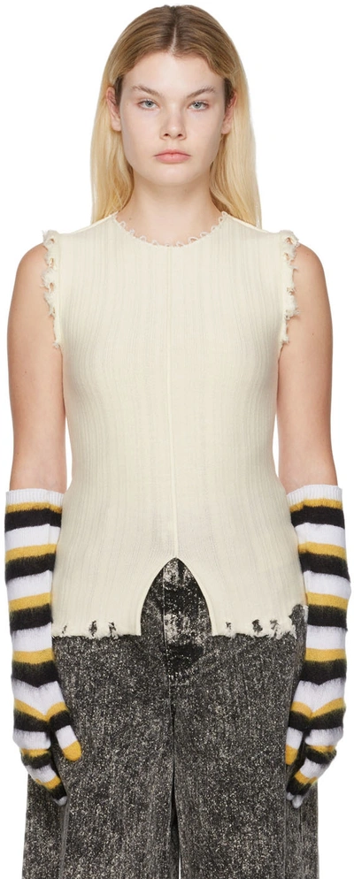 Marni Black & Yellow Striped Gloves In Rgw04 Limestone