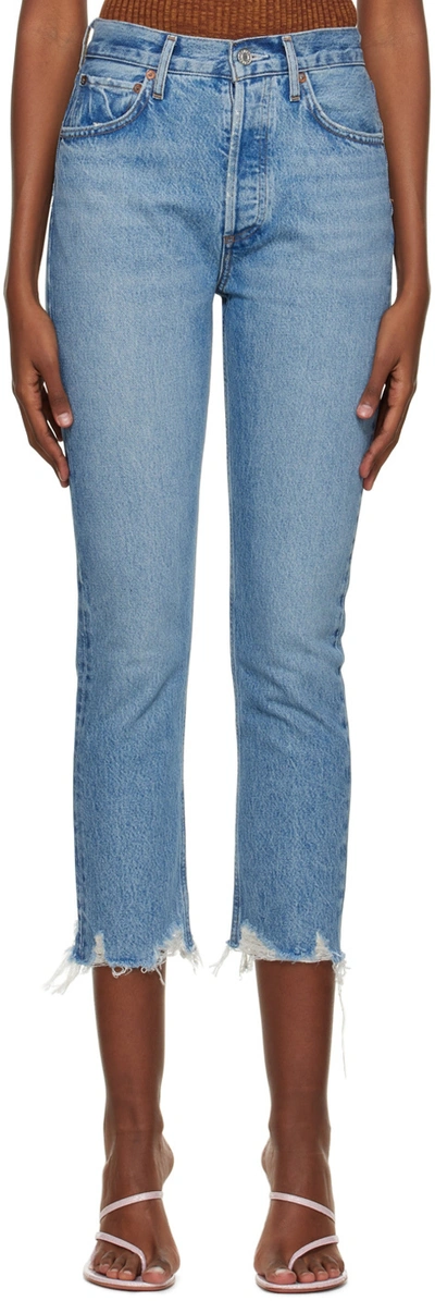 Agolde Blue Riley Jeans In Haven