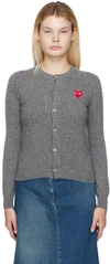 COMME DES GARÇONS PLAY GRAY HEART PATCH CARDIGAN