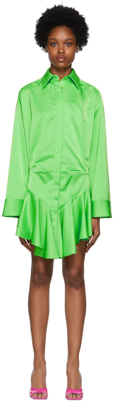 Attico Candice Asymmetric Mini Dress In Green