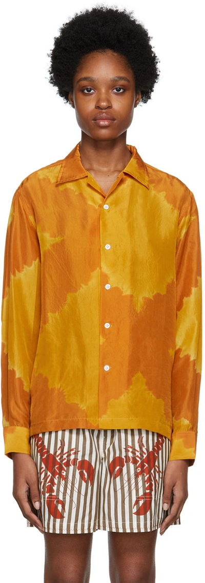 Bode Orange Lehariya Shirt In Mixed Colours