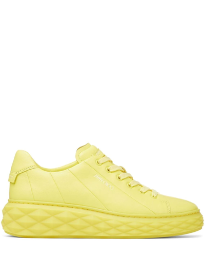 Jimmy Choo Diamond Light Maxi Branded Leather Low-top Trainers In V Soft Yellow