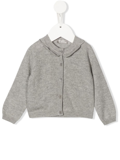 Il Gufo Babies' Buttoned Wool Cardigan In Grau