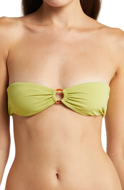 House Of Cb Medea Bandeau Stretch-woven Bikini Top In Olive