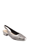 Trotters Dea Woven Slingback Pump In Pewter