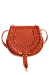 Chloé Marcie Whipstitch Leather Crossbody Bag In Henna Orange