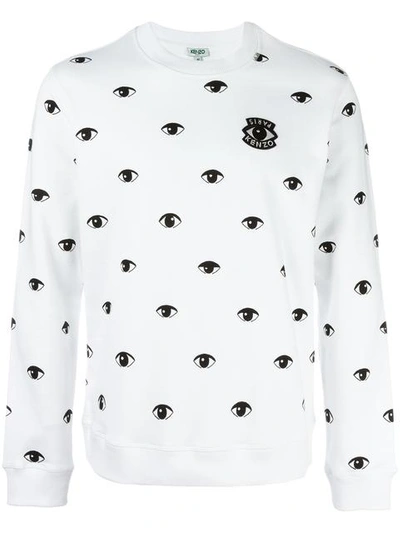 Kenzo Allover Eyes Print Crew Sweatshirt In White black ModeSens