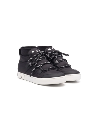 Marni Teen High-top Lace-up Trainers In Black