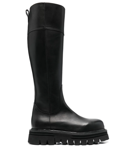 Casadei Calf Leather Knee-length Boots In Black