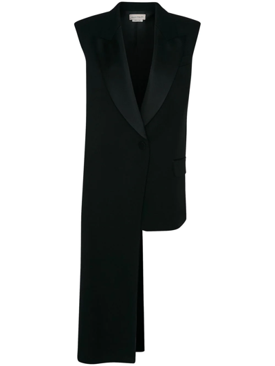 Alexander Mcqueen Chain-embellished Asymmetric Waistcoat In Black