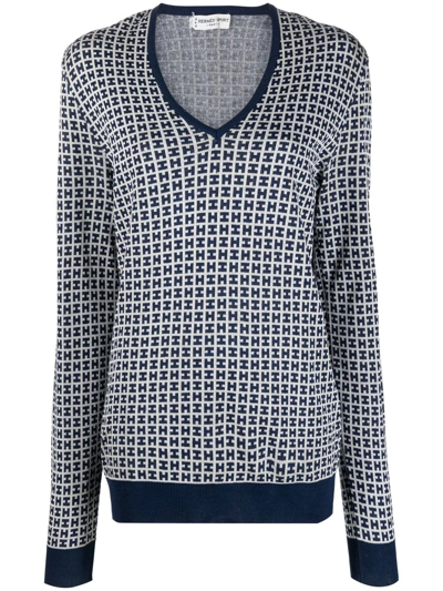 Pre-owned Hermes 1960s  H-jacquard Top In Blue