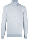 Malo Ribbed-knit Cashmere Roll Neck Sweater In Blue