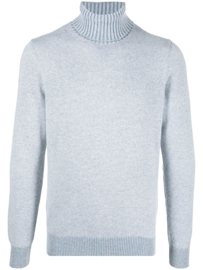 Malo Ribbed-knit Cashmere Roll Neck Sweater In Blau