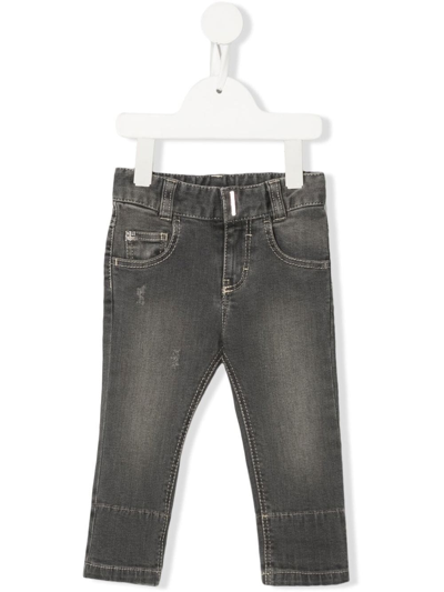 Givenchy Babies' Stonewashed Elasticated Jeans In Grey