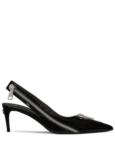 Dolce & Gabbana Zip-detail Pointed Pumps In Black