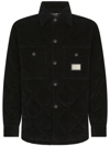 DOLCE & GABBANA LOGO-PLAQUE QUILTED CORDUROY JACKET