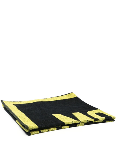 Moschino Logo Embroidered Towel In Black