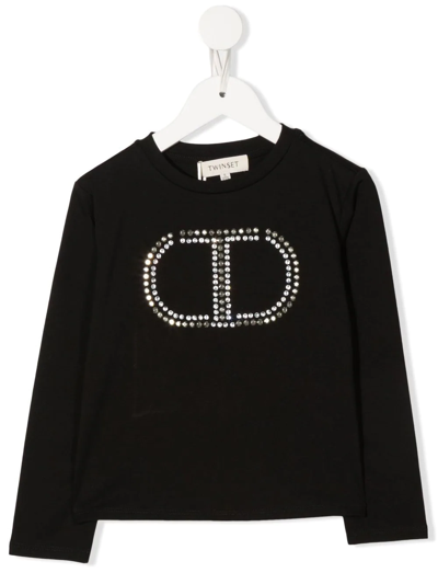 Twinset Kids' Stud-logo Sweatshirt In Black