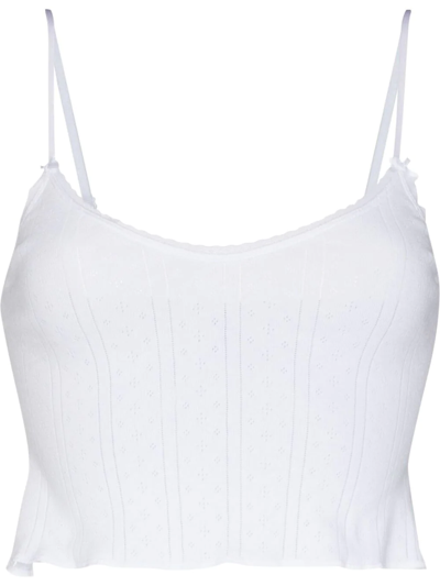 Cou Cou Intimates Pointelle Sleeveless Organic-cotton Top In White