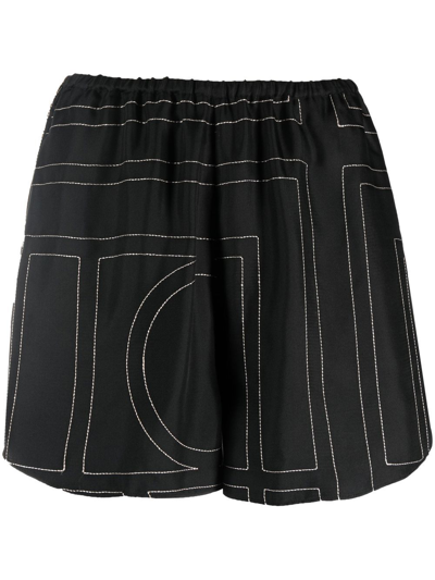 Totême Geometric-print Shorts In Black