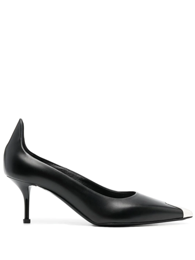 Alexander Mcqueen Pointed-toe Leather Heels In Black