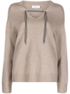 FABIANA FILIPPI HOODED V-NECK JUMPER