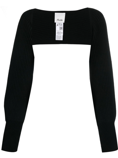 Allude Ribbed-knit Bolero Cardigan In Black