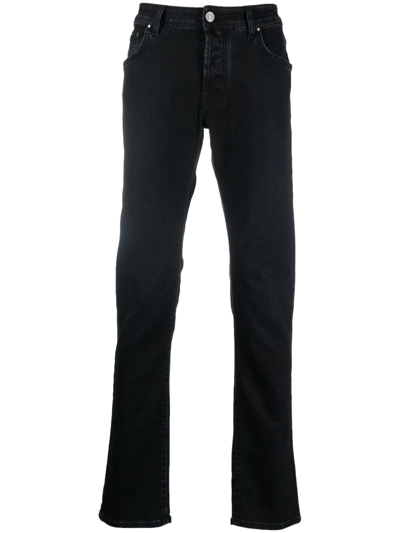 Jacob Cohen Pocket-square Straight-leg Jeans In Navy