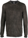 Avant Toi Distressed Lightweight Jumper In Green