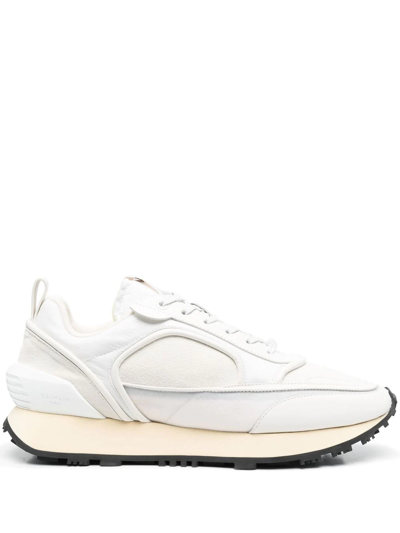 Balmain Panelled-low-top Leather Sneakers In White