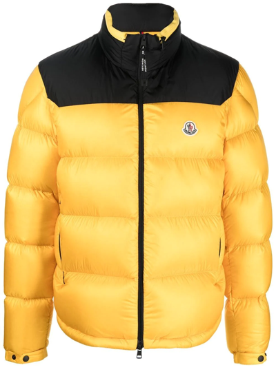 Moncler Two-tone Logo-patch Padded Jacket In Yellow