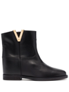VIA ROMA 15 LOGO-DETAIL LEATHER ANKLE BOOTS
