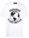 Dsquared2 Dsquared Men "globetrotter" T-shirt In White
