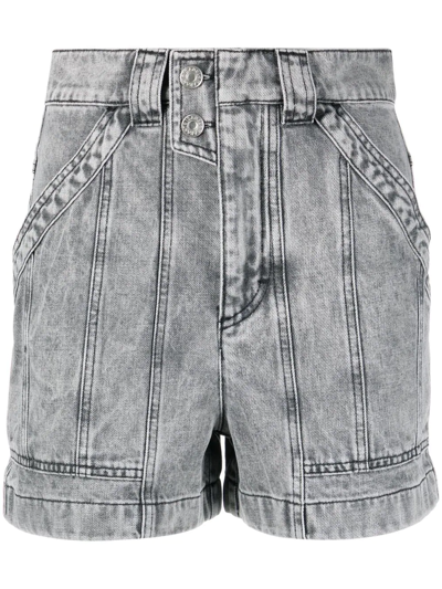 Isabel Marant Étoile Denim Shorts With Inserts In Grey