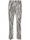 Valentino Zebra-print Wool-blend Straight-leg Pants In White