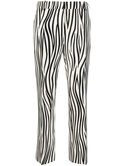 Valentino Zebra-print Mid-rise Straight-leg Wool-blend Trousers In Black