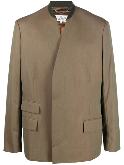 Maison Margiela Stitch-logo Blazer In Neutrals